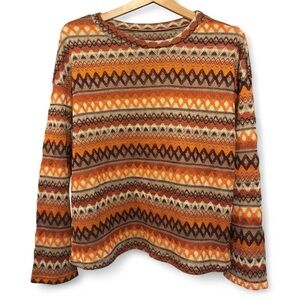 Y2K boho sheer knit zigzag beach top — Size L
